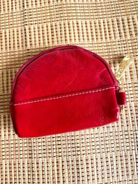 Elegant Red Leather Coin Purse